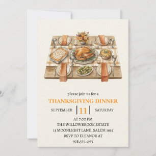 Fall dinner party thanksgiving holiday invitation