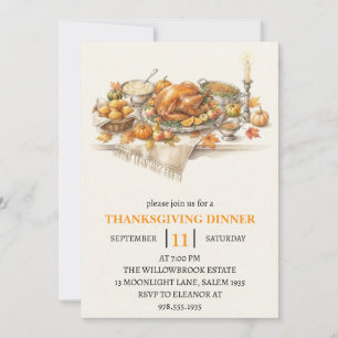fall dinner party thanksgiving holiday invitation