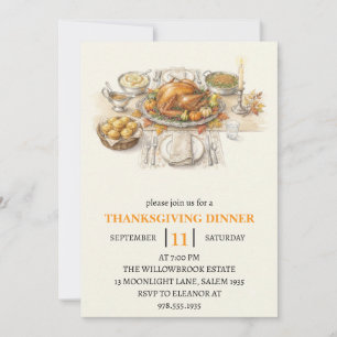 Fall dinner party thanksgiving holiday invitation