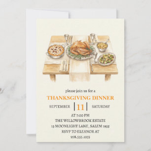 Fall dinner party thanksgiving holiday invitation