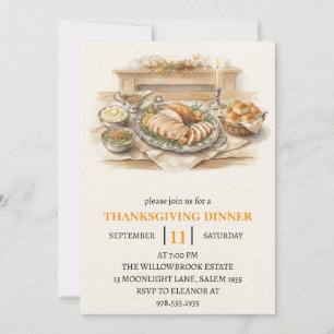 Fall dinner party thanksgiving holiday invitation
