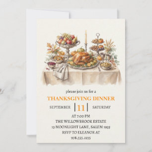 Fall dinner party thanksgiving holiday invitation