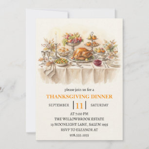 fall dinner party thanksgiving holiday invitation