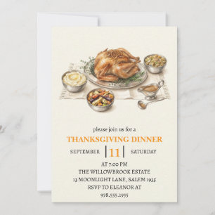 Fall dinner party thanksgiving holiday invitation