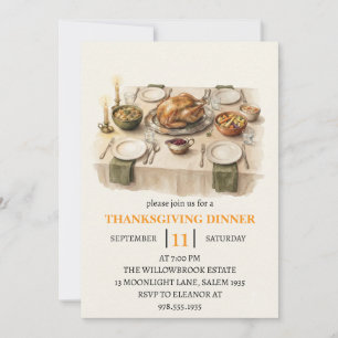 Fall dinner party thanksgiving holiday invitation