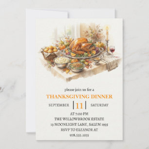 fall dinner party thanksgiving holiday invitation