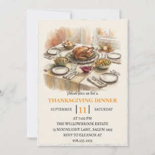 Fall dinner party thanksgiving holiday invitation