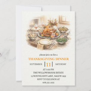 Fall dinner party thanksgiving holiday invitation