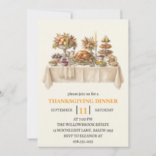 fall dinner party thanksgiving holiday invitation