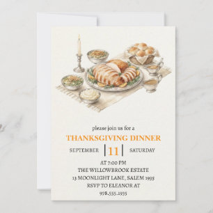 Fall dinner party thanksgiving holiday invitation