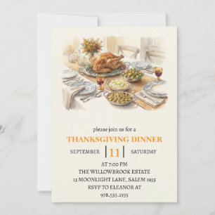 Fall dinner party thanksgiving holiday invitation