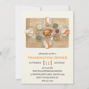 Fall dinner party thanksgiving holiday invitation
