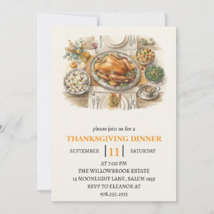 Fall dinner party thanksgiving holiday invitation