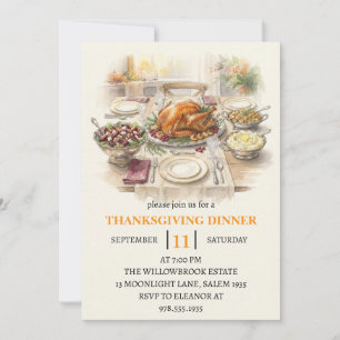 Fall dinner party thanksgiving holiday invitation