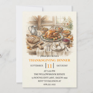 Fall dinner party thanksgiving holiday invitation