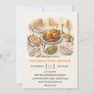 Fall dinner party thanksgiving holiday invitation