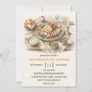 Fall dinner party thanksgiving holiday invitation