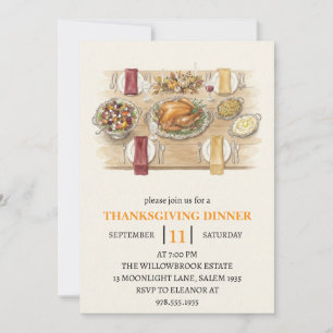 Fall dinner party thanksgiving holiday invitation