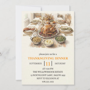 Fall dinner party thanksgiving holiday invitation