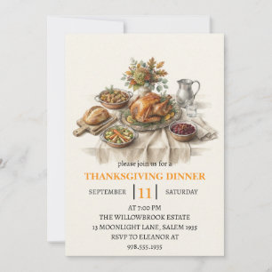Fall dinner party thanksgiving holiday invitation