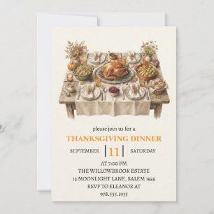 Fall dinner party thanksgiving holiday invitation
