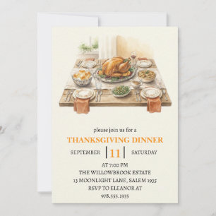Fall dinner party thanksgiving holiday invitation