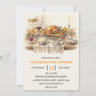 Fall dinner party thanksgiving holiday invitation