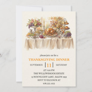 Fall dinner party thanksgiving holiday invitation