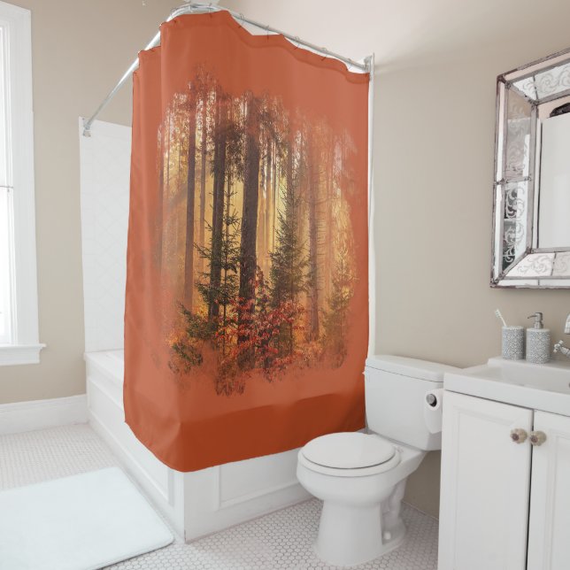 Fall Distressed Sublimation Shower Curtain (In Situ)