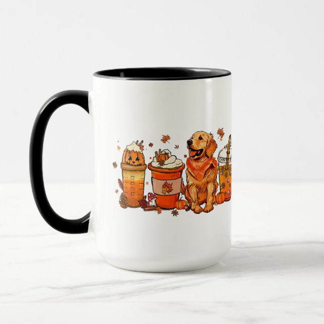 Fall Dog Coffee Mug, Golden Retriever, Fall Vibes  Mug (Left)