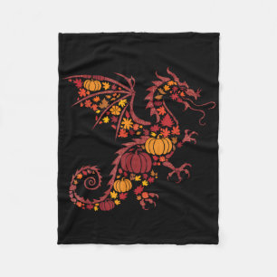 Fall Dragon Thanksgiving Autumn Pumpkin Women Men Fleece Blanket
