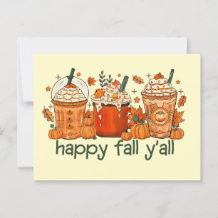 Fall Drinks With Cream Happy Fall Yall Postcard