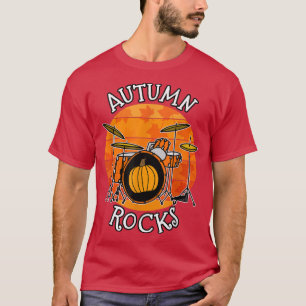 Fall Drummer, Autumn Rocks, Drum Teacher Musician T-Shirt