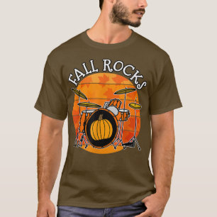 Fall Drummer, Fall Rocks, Drum Teacher Autumn Musi T-Shirt