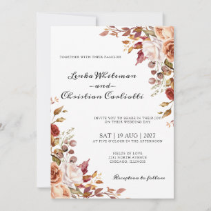 Fall Earthy Vibrant Floral wedding invitation