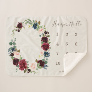 Fall Elegance Baby Milestone Sherpa Blanket