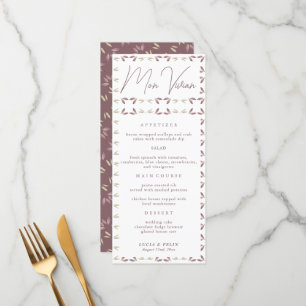 Fall Elegant Autumn Leaf Wedding Dinner Menu Card