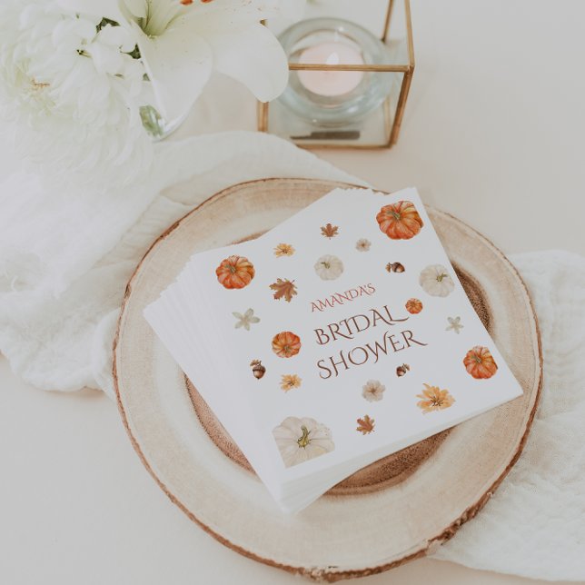 Fall Elegant Pumpkin Bridal Shower Floral Napkin (Creator Uploaded)
