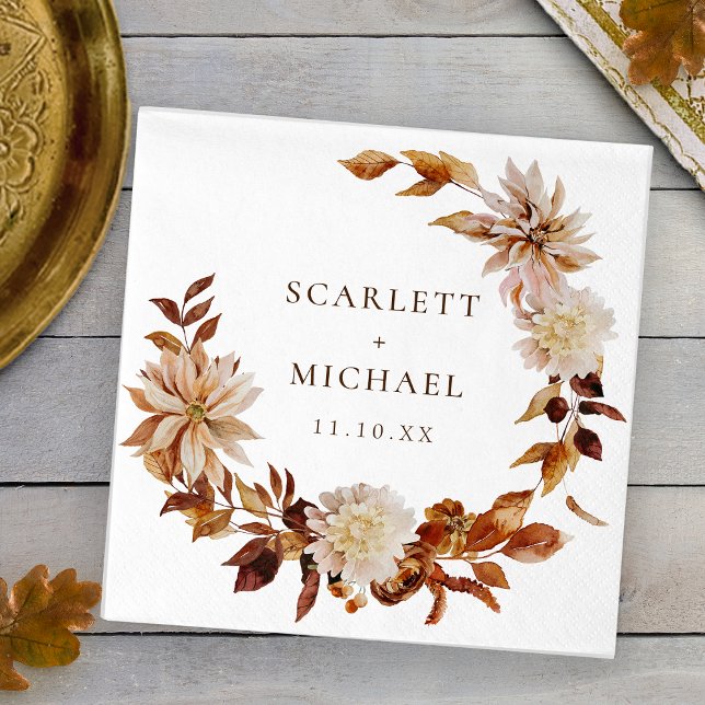 Fall Elegant Wedding Napkin (Fall Botanical Elegant Wedding Napkins by Painted Paperie
)
