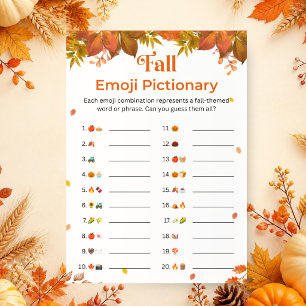 Fall Emoji Pictionary Fall Party Game Invitation