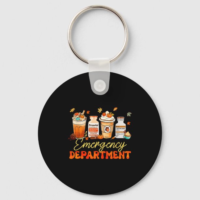 Fall Er Nurse Emergency Room Nurse School Pumpkin  Key Ring (Front)