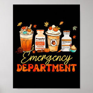 Fall Er Nurse Emergency Room Nurse School Pumpkin Poster