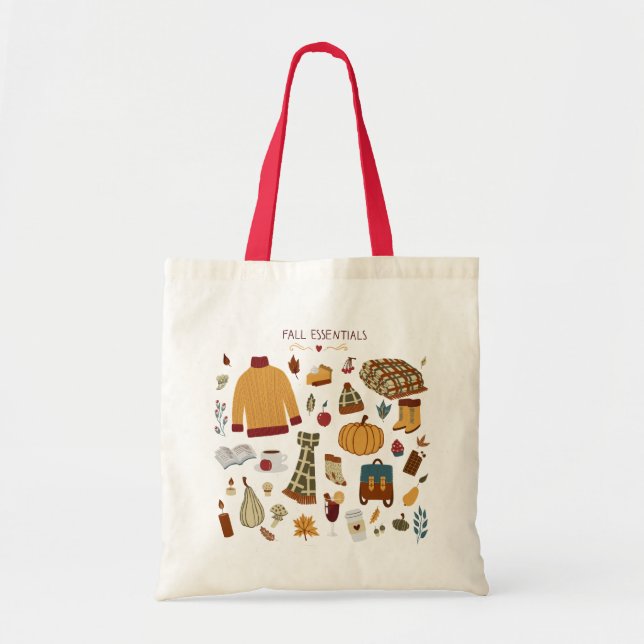 Fall Essentials Digital Drawing Tote Bag (Front)