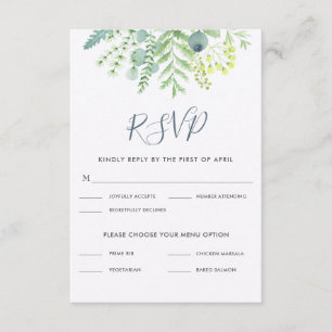 Fall Eucalyptus Berry Floral Wedding RSVP Card