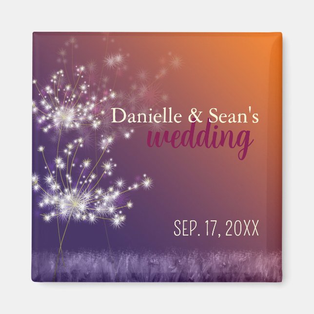 Fall Evening Dandelions Wedding Save the Date Magnet (Front)