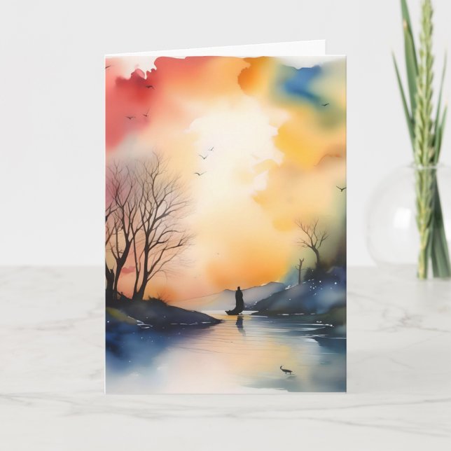 Fall Evening Scene A Holiday Card (Front)