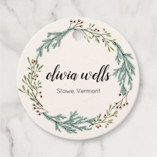 Fall Evergreen Wreath Signature  Script  Clothing  Favour Tags