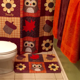 Fall Fabric Collage Personalised Bath Mat