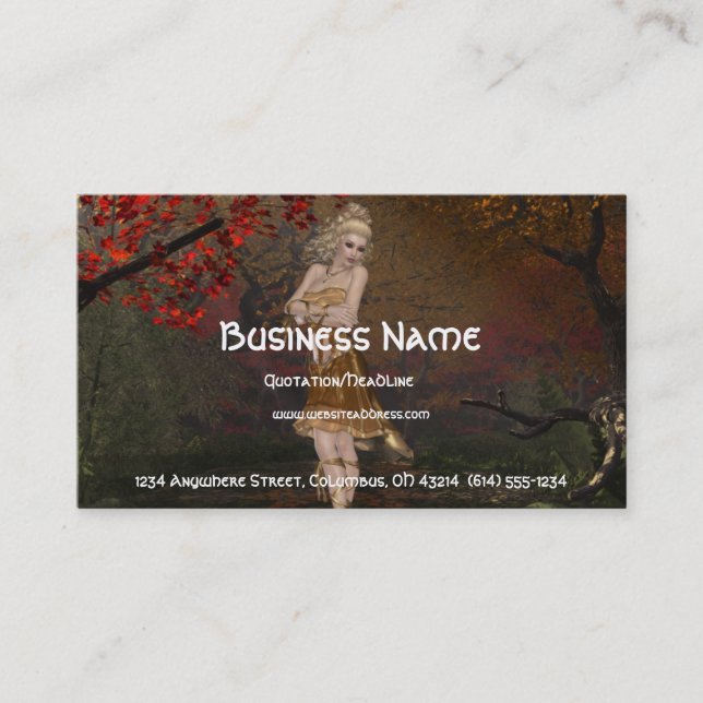 Fall Faerie Design 2 - Fantasy Business Card (Front)