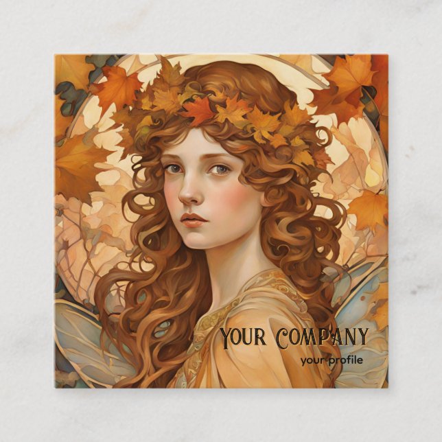 fall fairy -artisic square business card (Front)